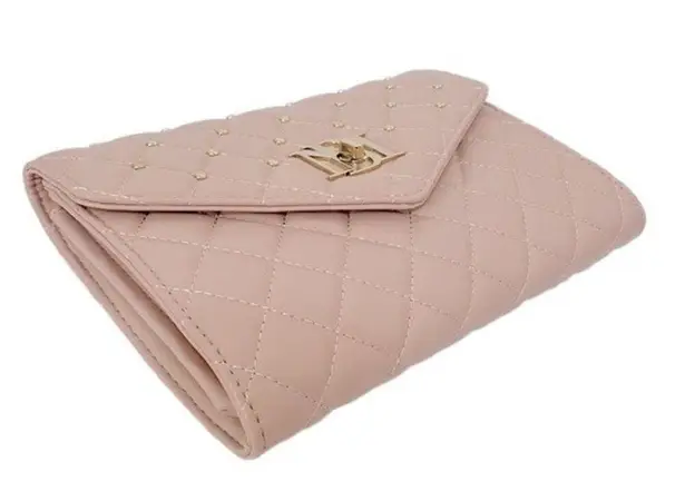 Badgley Mischka NWT Vegan Leather Purse Diamond Quilted Blush Pink Crossbody Bag