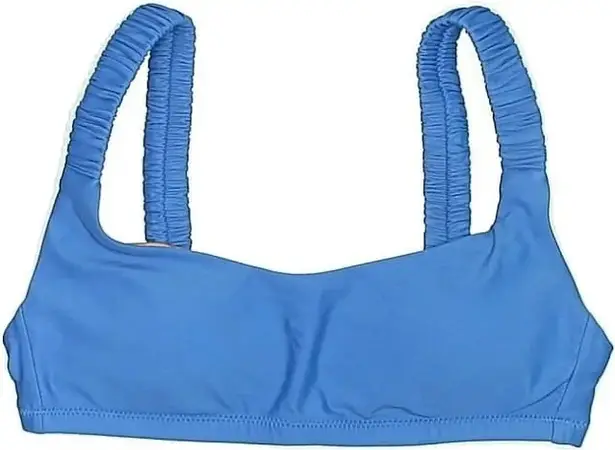 J.Crew  Scrunchie Strap Square Neck Bikini Swim Top Bright Blue XXS (0)NWT Padded