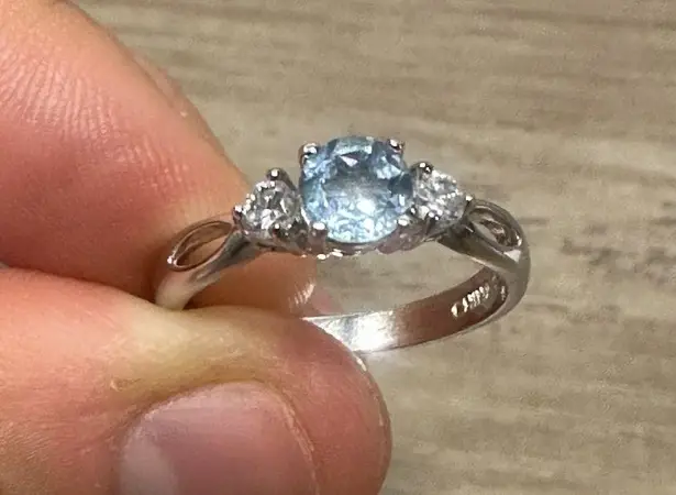 EUC Ring Set Yellow & Blue Stone 925 Sterling Silver Size 7 & 8