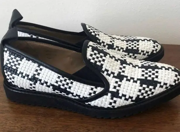 Everlane The Woven Street Shoe Loafers Leather Flat Shoes Black White Size 7