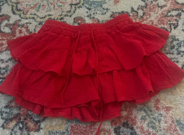 The Moon day+ red mini ruffle skirt