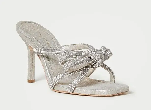 Loeffler Randall Margi Cappuccino Rhinestone Embellished Bow Heel Size 10