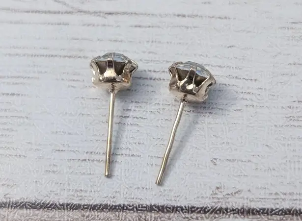 0.25" Clear Gem Stud Earrings For Pierced Ears