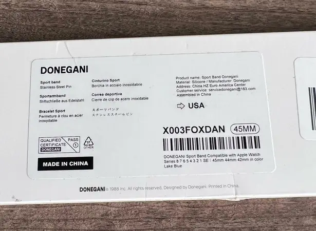 Donegani 45mm Lake Blue Apple Series 8 Comp. Sport Band Watch Band