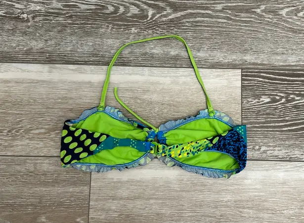 Decree Swimwear Sz L Adorable Bikini Top In Greens Blues Turquoise - Image 5