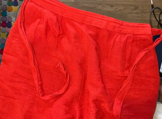 Linen Pants Wide Leg Red