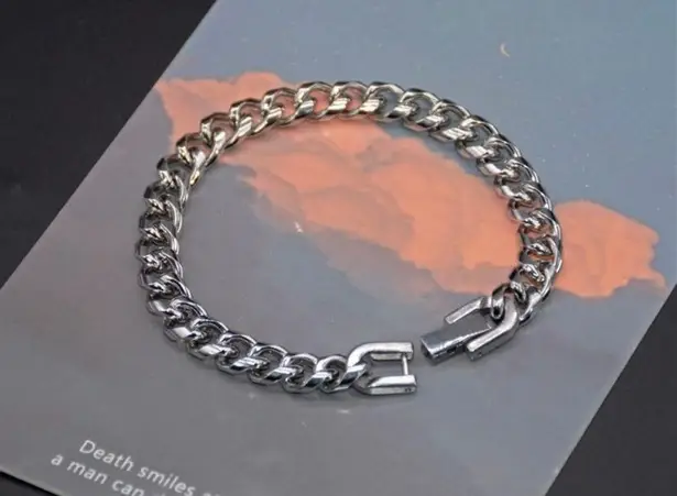 Titanium Steel Link Chain Bracelet for Men Women,Punk Hip Hop Bracelet Silver