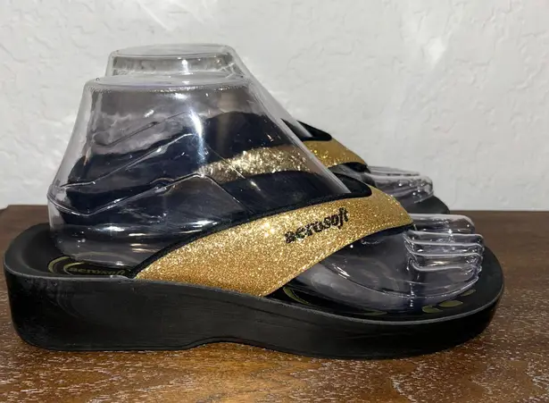 Aerosoft Metallic Glitter Thong Chunky Sandal Shoes