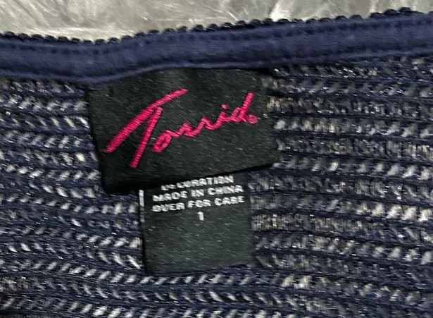 Torrid  Navy Blue Open Weave Knit Sweater Dolman Sleeve Top Size 1