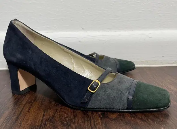 Talbots  Green Grey Black Heels With Buckle Embellish