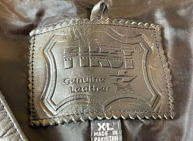 First Genuine Leather Black Tasseled Fringe Moto Western XL Vest