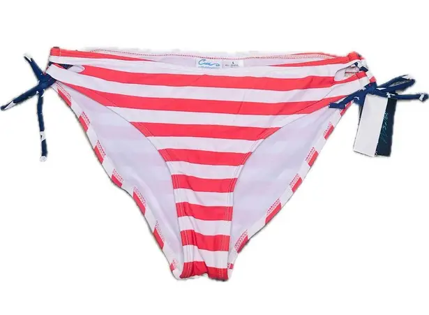 California Waves  Red/White Striped Bikini Bottoms - Large