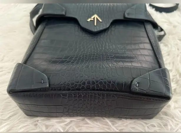 Manu Atelier Mini Pristine Croc Leather Crossbody Bag Rare Blue