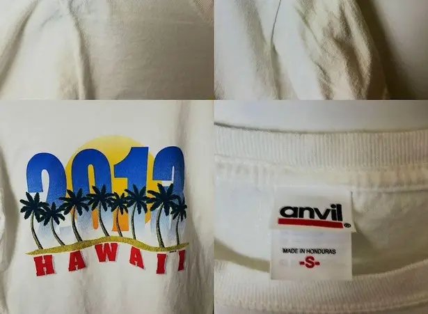 2013 Hawaii T Shirt Palm Trees Summer Graphic Tee Cotton Solid Adult White S