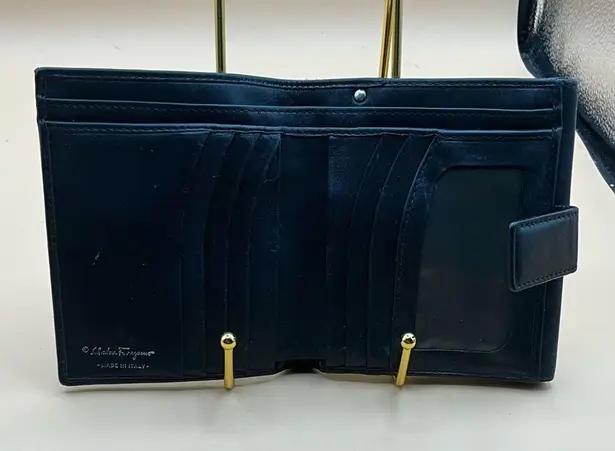 Salvatore Ferragamo A Beautiful Black Rare Leather/Fabric Snap Vintage Wallet