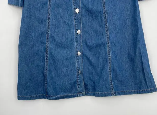 Allegra K Womens Blue Button Down Long Sleeve Collared Denim Shirt Dress Size XS