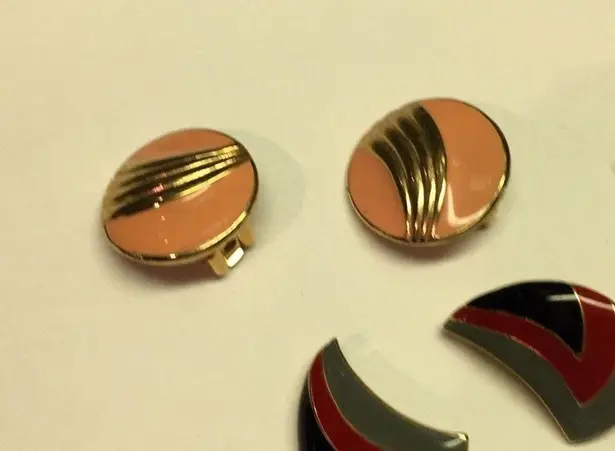 Lot Of 5 Enamel Costume Earrings Vintage