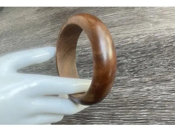 Vintage Wood & Groovy Acrylic Bangle Bracelets Wavy Stacking Thick Chunky Sz 8” Blue