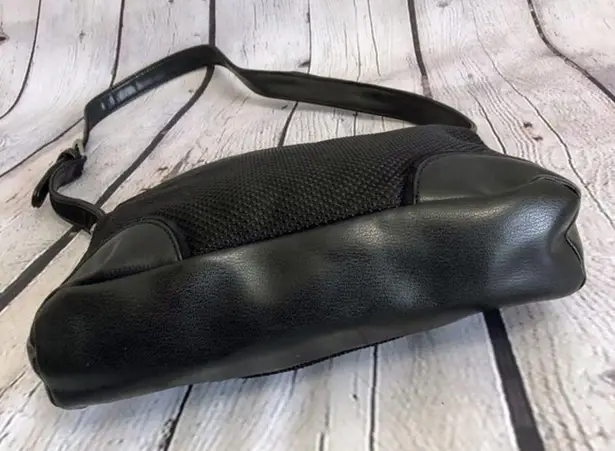 The Sak Black Leather Woven Shoulder Bag