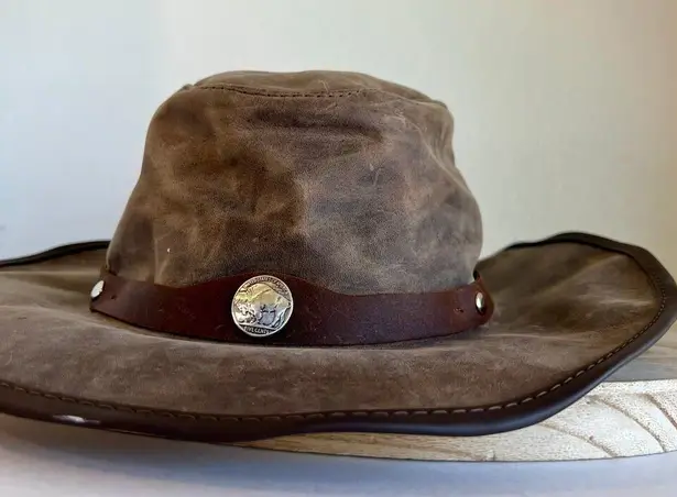 Vintage 90s Brown Suede Genuine Leather Bendable Nickel Western USA Hat Size XL