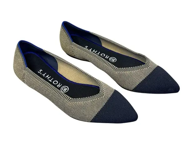 Rothy's Point Gold Herringbone Black Toe Women's Shoes Flats Loafers Retired W10 Size 10