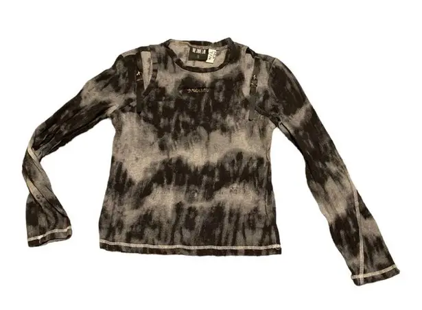 We Same Lab x Muk tank womens medium long sleeve cut out shirt tye dye grunge Black