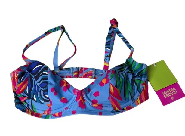 NEW Tabitha Brown SWIM Top Bikini Bra Women's XS 0/2 Underwire Adjustable Floral Blue