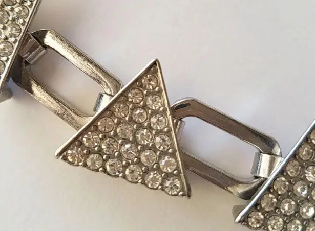 Silver Rhinestone Sparkly Link Necklace