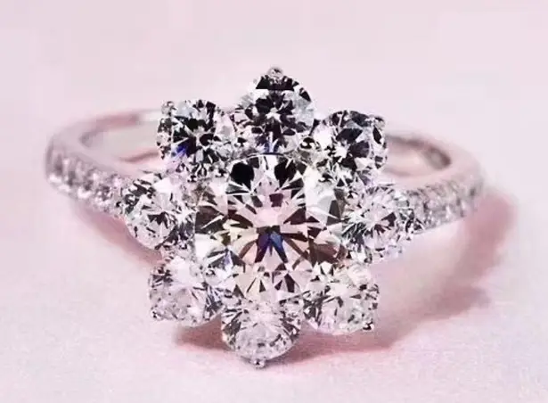 NEW 1 Carat Moissanite Flower Ring Sterling Silver Size 8