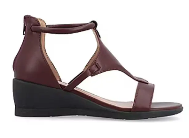 Journee Collection Womens Trayle Wedge Sandals. Size 11. Color: Wine