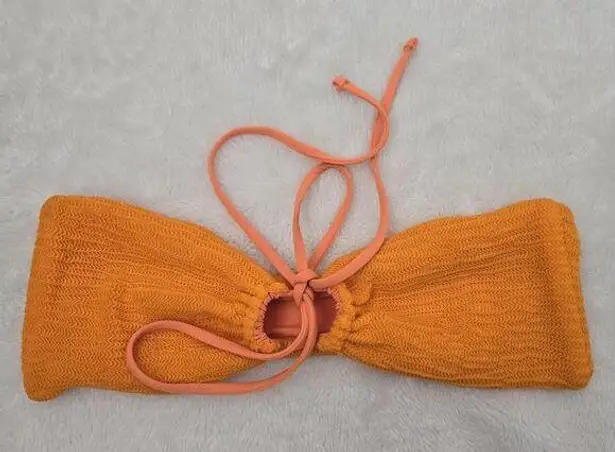 ONEONE Swimwear  Bandeau Keyhole Bikini Top size Large Golden Orange Beach Swim