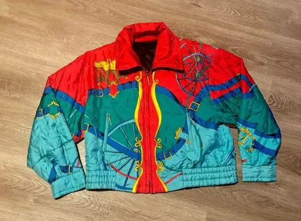 Vintage Laurel by Escada Silk Reversible Bomber Jacket Size 40 Red