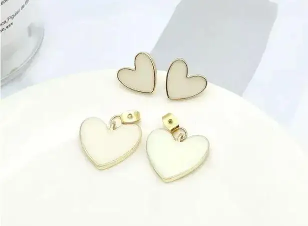 Sweet Heart Shape Titanium Steel Earrings Gold