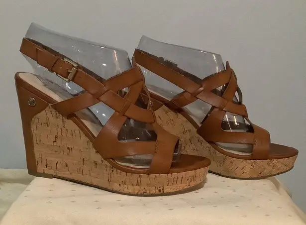 Guess Cork Wedge Sandals (10M) - Tan