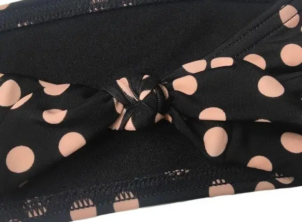 Topshop  Retro Polka Dot Bikini Top Black Pink Size 8 Halter Bandeau Tie Front