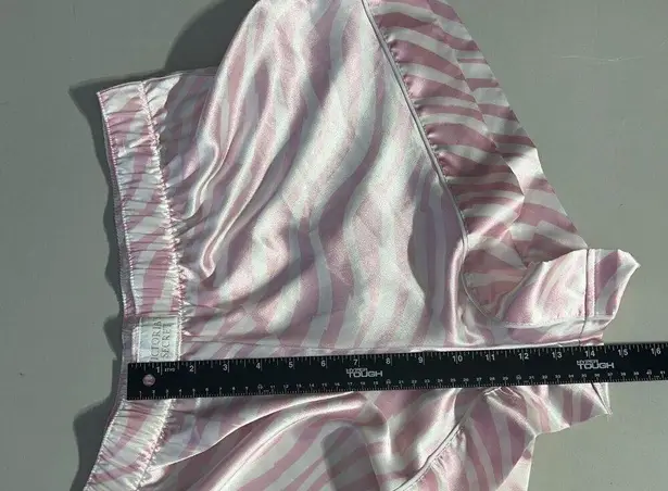 Victoria's Secret Victoria Secret Satin Pajama Shorts XL Pink White Zebra Stripe Silky Pull On New