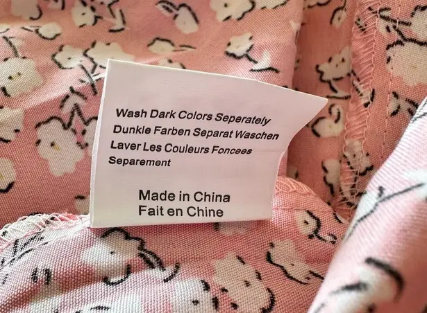 Pink Floral Print Long Sleeve V