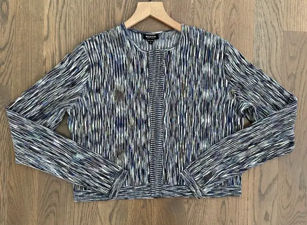 Worth New York Spacedye Cropped Long Sleeve Cardigan in Purple Jewel Tone Medium