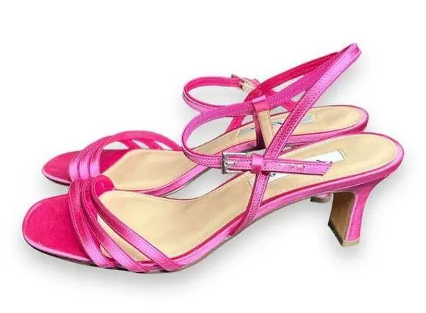 Nina  Womens Pink Satin ESlide Sandals Shoes Sz 9