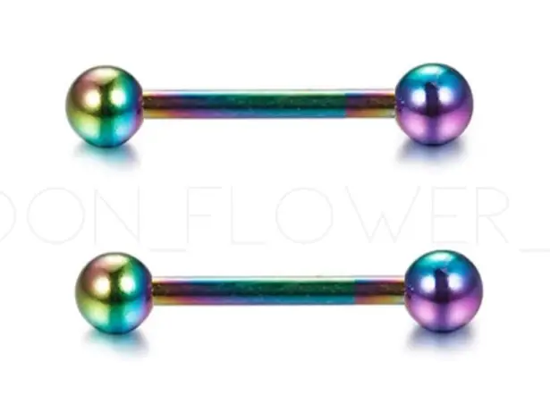 Very Tiny Rainbow Barbell Earrings 2mm Green