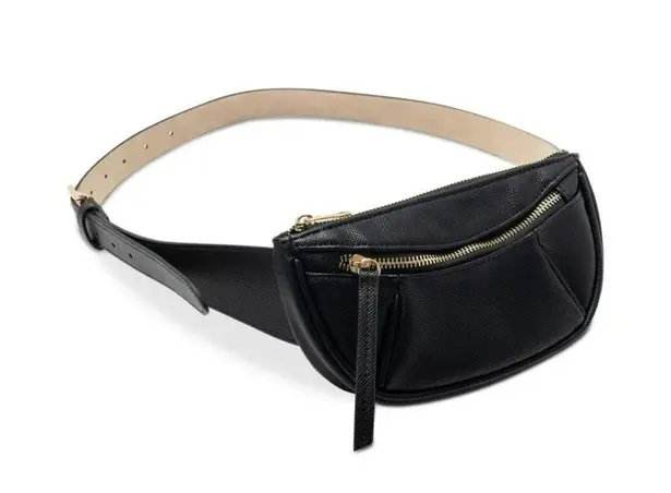 INC Black Pebbled Belt Bag
