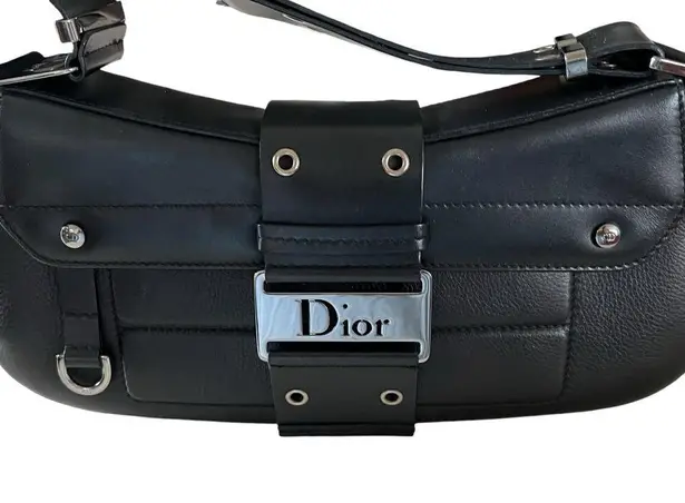 Christian Dior Columbus Black Leather Shoulder Bag RARE Excellent Condition