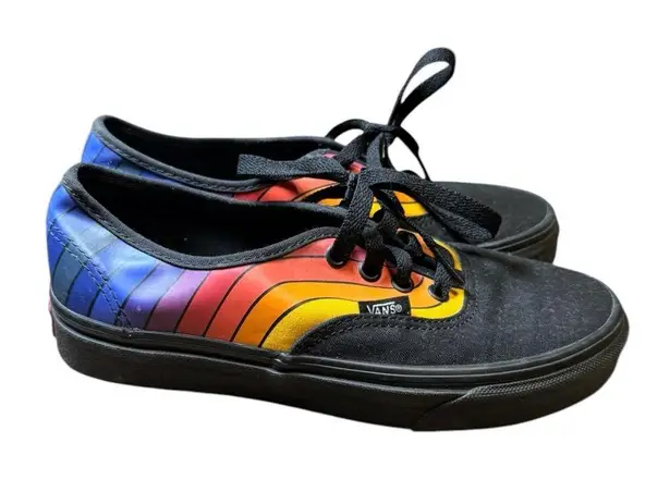 Vans  Authentic Rainbow Refract Black Multi Lace Up Skate Shoes Women's 7 - Image 2