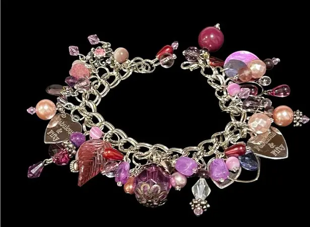 Hand made charm bracelet purple silver 50th Birthday fifty and fabulous