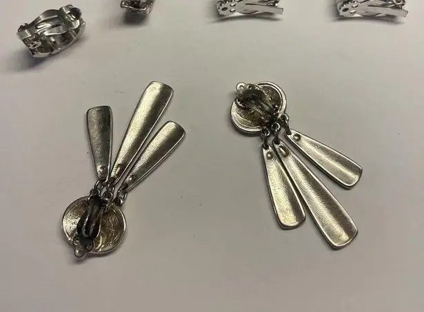 Lot Of 3 Silver Tone Costume Earrings Screw On Clip