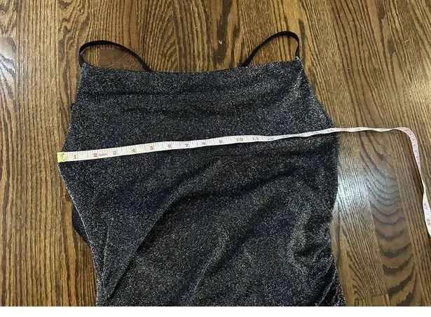 BCX DRESS Womens Silver Cross Straps Cowl Back Sparkly Maxi Dress Size Large