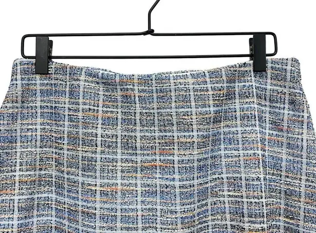 Margaret M Women Large Plaid Textured Lined Skirt Light Blue Pencil A