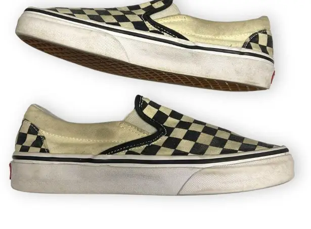 Vans  Kids Womens Shoes Size 5 6.5 Slip Ons Black White Checkered Checked Check