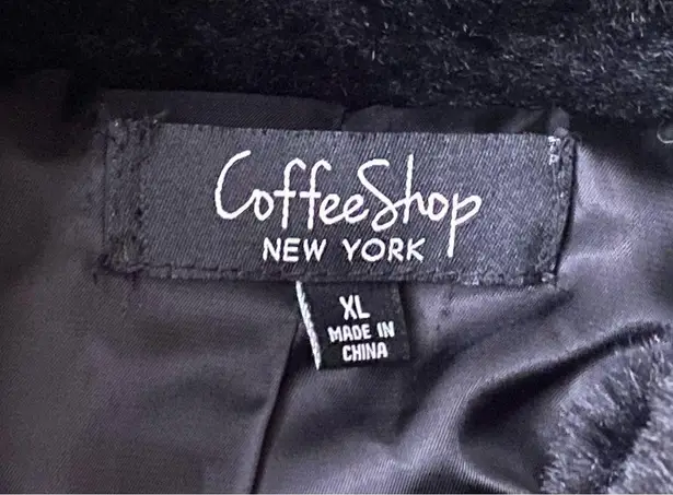 Coffee Shop New York Black Faux Fur Fuzzy Soft Coat Size XL NWT