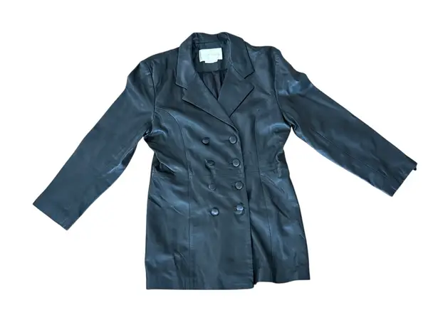 Vintage Margaret Godfrey Leather Jacket Size 14 Blazer Dressy Career Black